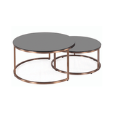 HT24 Luxury Tempered Glass Round Coffee Side Table Combo - Gavisco Office Furniture