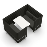 Alcove Four Seater Acoustic Privacy Lounge High Back Fabric Sofa Meeting Booth with Table - Gavisco Office Furniture