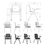 Ballet-B Stackable Mesh Training Chair with Castor and Writing Board - Gavisco Office Furniture