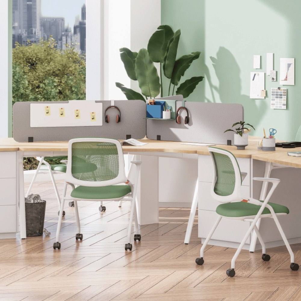 Ballet-B Stackable Mesh Training Chair with Castor and Writing Board - Gavisco Office Furniture