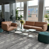 Circle Three Seater Leather Office Lounge Sofa - Gavisco Office Furniture