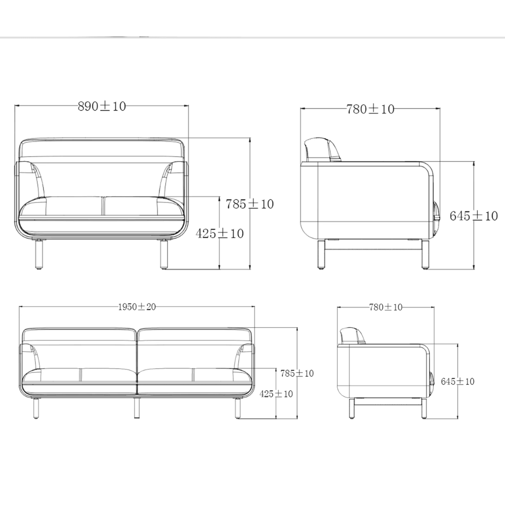 Circle Three Seater Leather Office Lounge Sofa - Gavisco Office Furniture