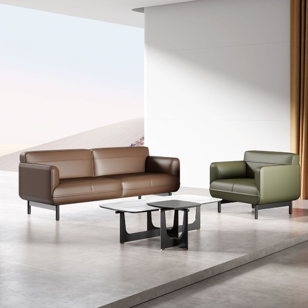 Circle Three Seater Leather Office Lounge Sofa - Gavisco Office Furniture