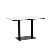 CT612 Wooden Rectangle Restaurant Dining Table with Metal Double Pillar Stand