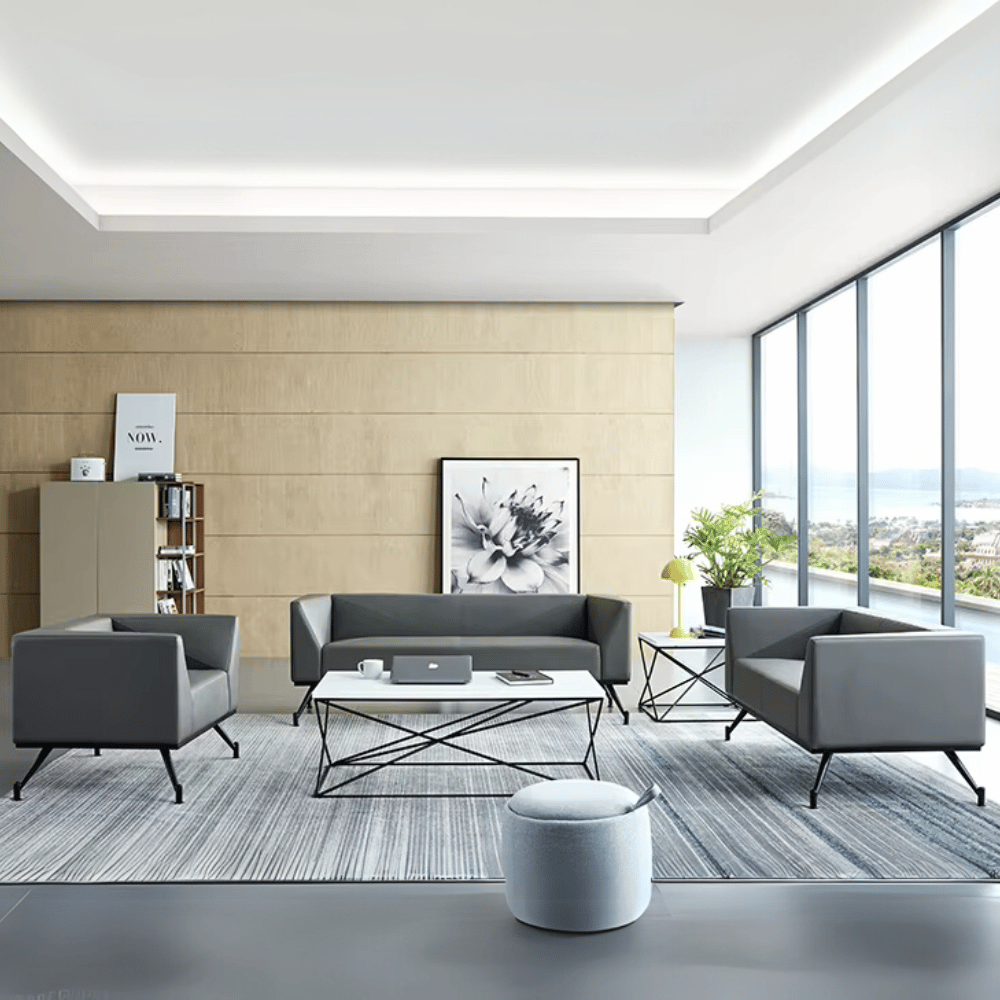 Diagonal Single Seater Leather Office Meeting Lounge Sofa - Gavisco Office Furniture