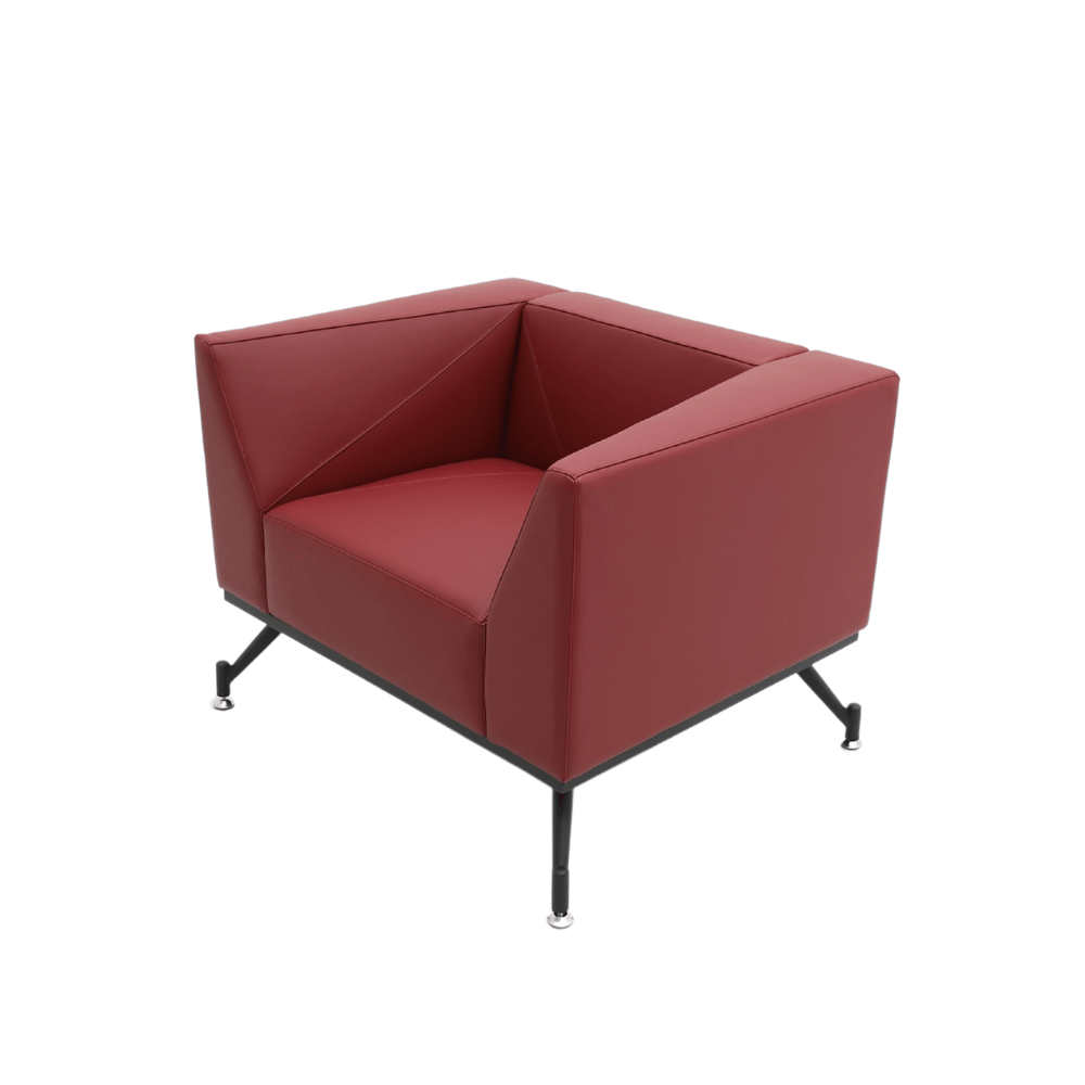 Diagonal Single Seater Leather Office Meeting Lounge Sofa - Gavisco Office Furniture