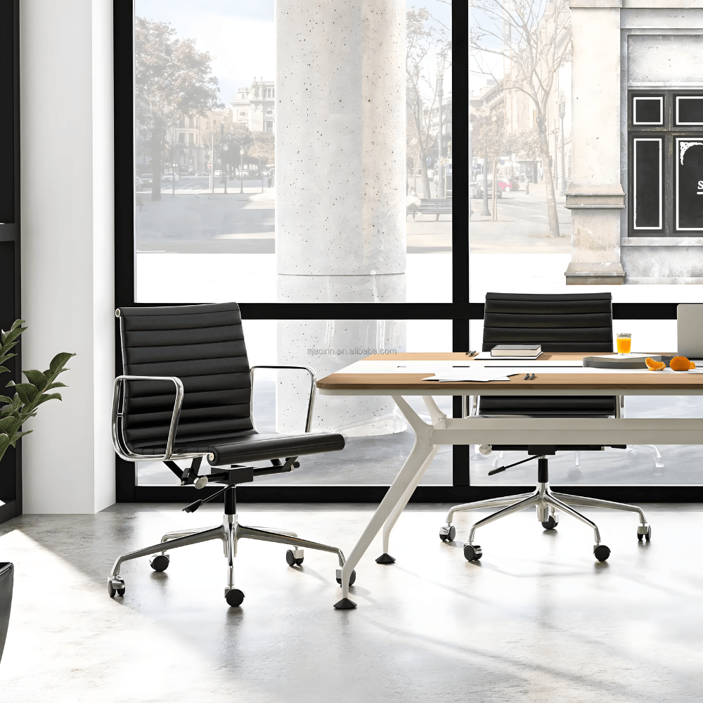 Eames-M Mid Back Leather Office Conference Meeting Chair - Gavisco Office Furniture