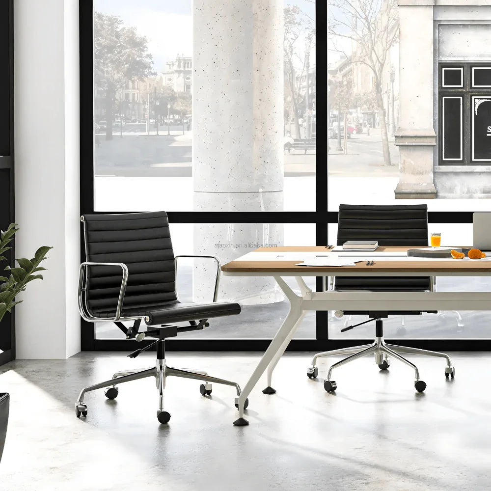 Eames-M Mid Back Leather Office Conference Meeting Chair - Gavisco Office Furniture
