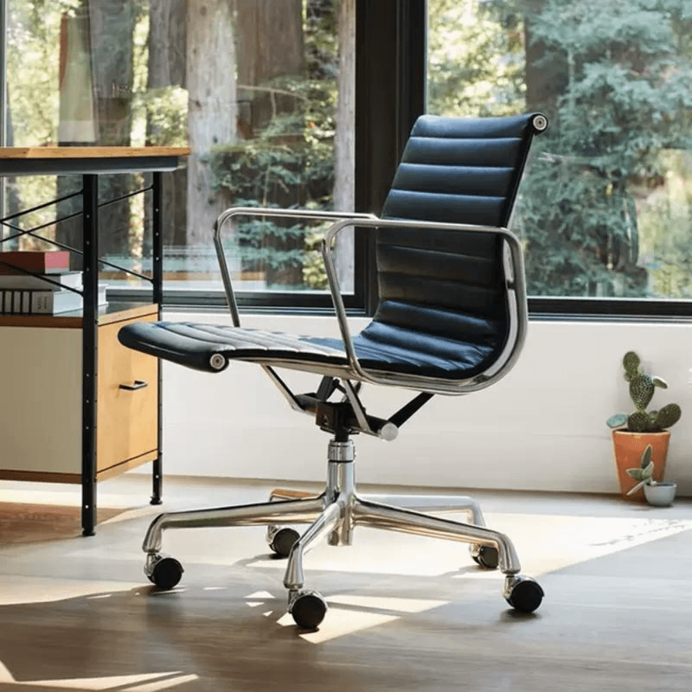 Eames-M Mid Back Leather Office Conference Meeting Chair - Gavisco Office Furniture