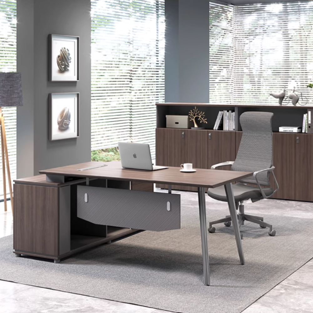 Explorer Office Executive Desk with Side Table and Storage Cabinet - Gavisco Office Furniture