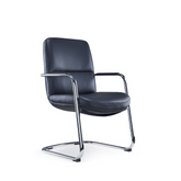 Florea-V 中背辦公室弓形腳皮革會議椅