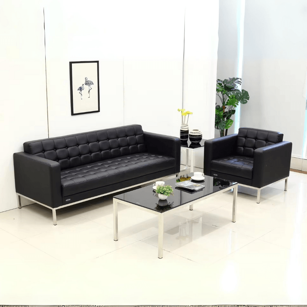 Florence Three Seater Leather Office Lounge Sofa - Gavisco Office Furniture