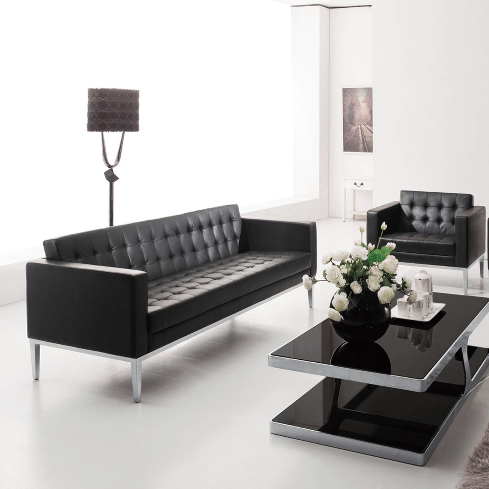 Florence Three Seater Leather Office Lounge Sofa - Gavisco Office Furniture