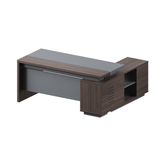 Forge-A Small Walnut Executive Desk with Side Return Cabinet