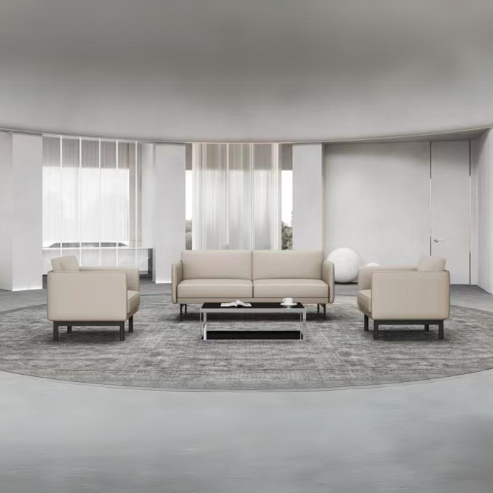 Bamboo Three Seater Leather Office Lounge Sofa - Gavisco Office Furniture