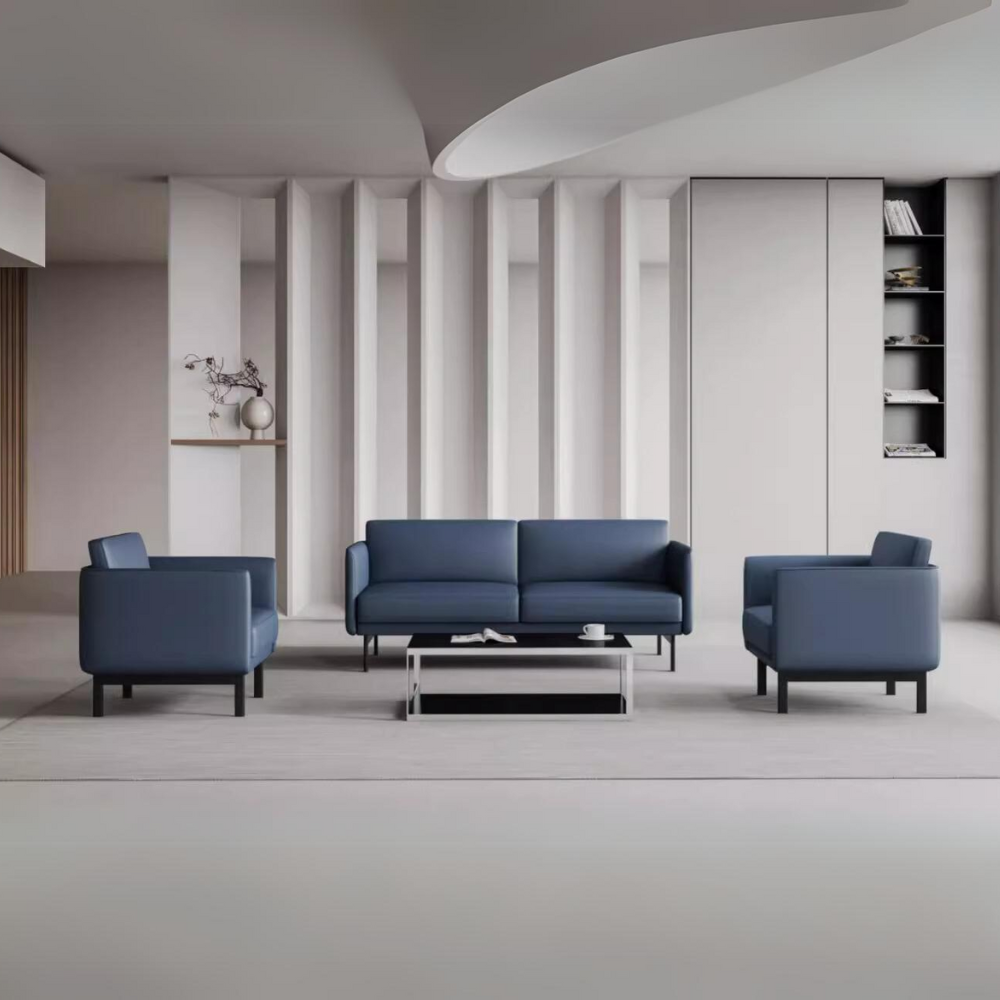 Bamboo Three Seater Leather Office Lounge Sofa - Gavisco Office Furniture