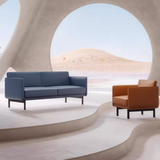 Bamboo Three Seater Leather Office Lounge Sofa - Gavisco Office Furniture