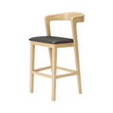 Levis 簡約實木皮革座墊高腳吧檯椅