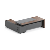 Merit-A Luxury Walnut Executive Desk with Side Return Cabinet