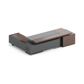 Merit-B Luxury Large Walnut Executive Desk with Side Return Cabinet