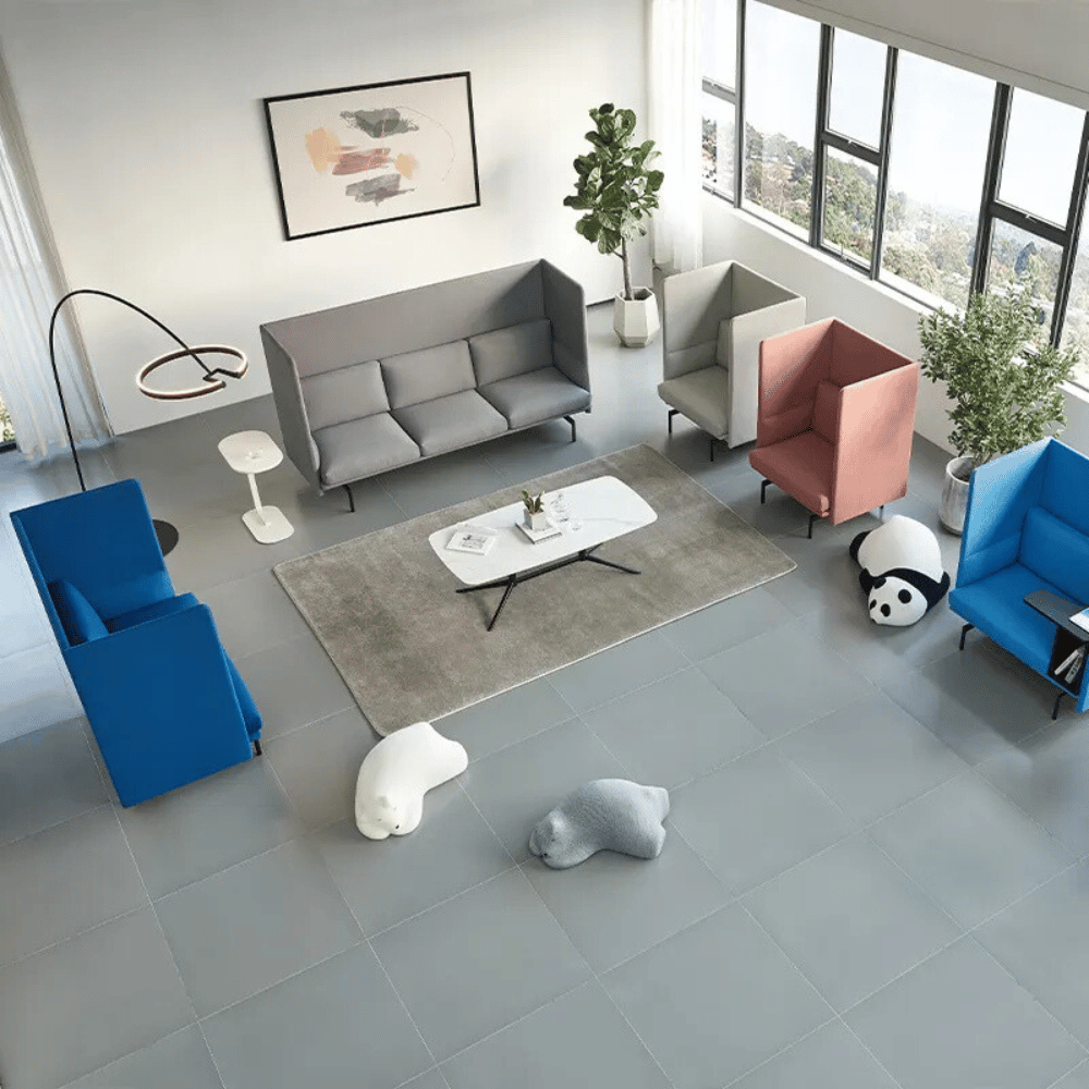 Outline Three Seater Acoustic Privacy Lounge High Back Sofa Booth - Gavisco Office Furniture