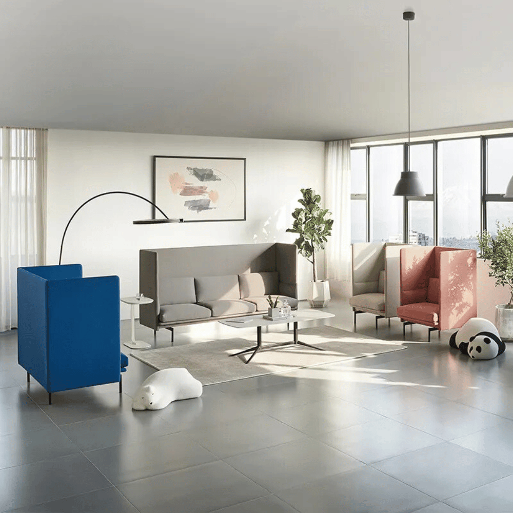 Outline Three Seater Acoustic Privacy Lounge High Back Sofa Booth - Gavisco Office Furniture