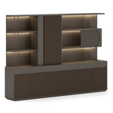 Pari-B Executive Office Walnut Wooden Filing Cabinet Bookcase