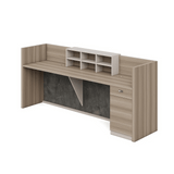 Regal Luxury 2.4M Wooden Reception Counter Desk with LED and Storage Cabinet