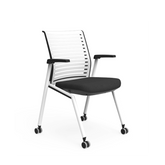 Tec-B Stackable Training Chair With Wheels and Armrest - Gavisco Office Furniture
