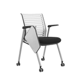 Tec-C Stackable Training Chair With Wheels and Writing Board - Gavisco Office Furniture