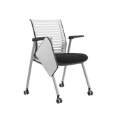 Tec-C Stackable Training Chair With Wheels and Writing Board - Gavisco Office Furniture