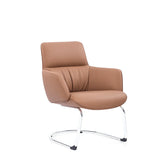Tulip-V Mid Back Genuine Leather Visitor Meeting Cantilever Chair - Gavisco Office Furniture