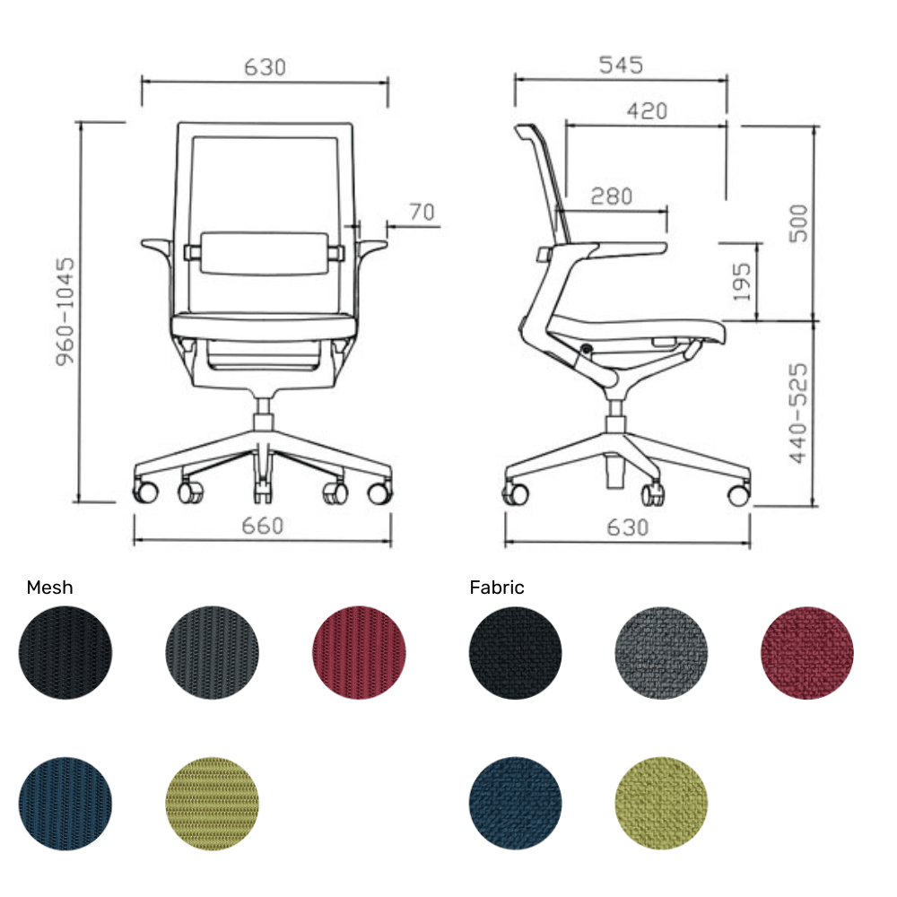 Wing Mid Back Modern Ergonomic Office Swivel Chair - Gavisco Office Furniture