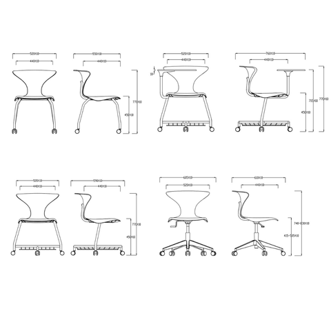 Keen-A Stackable Training Chair With Wheels - Gavisco Office Furniture