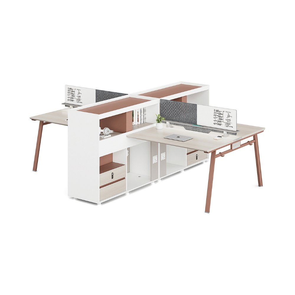 Ace-C Modern Office Desk Workstation with Side Return Hutch Cabinet