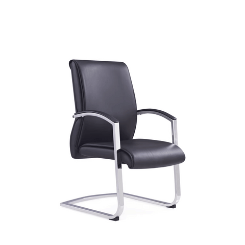 AR92-V Mid Back Office Leather Visitor Meeting Cantilever Chair - Gavisco Office Furniture