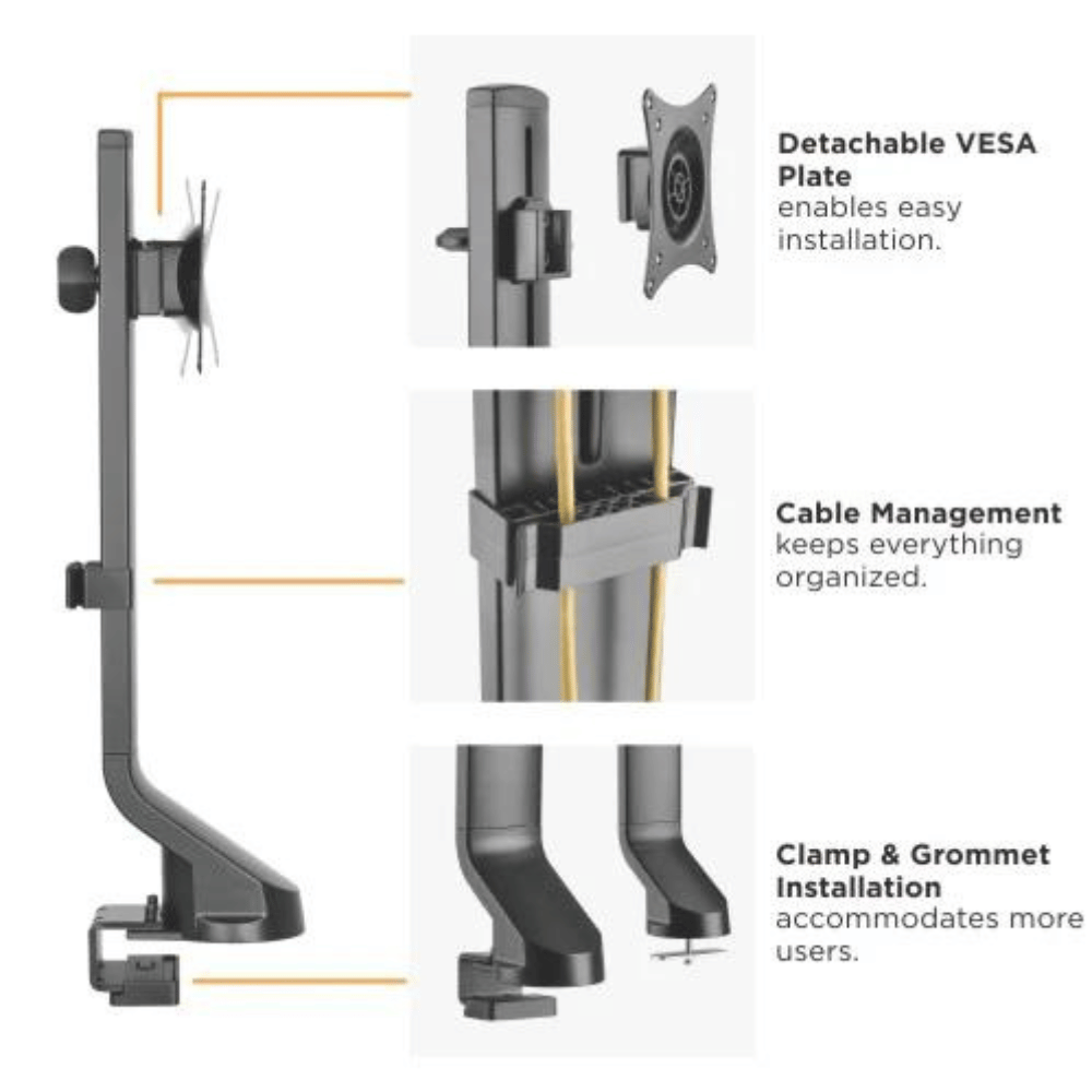 Brateck LDT21-C01 機械彈簧式單顯示器螢幕支架