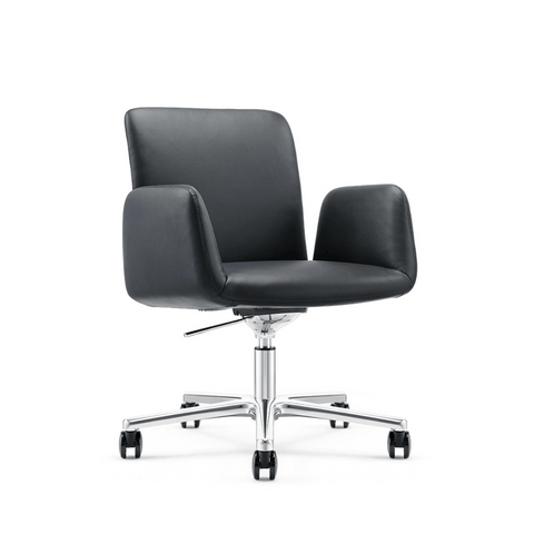 Grazinia Mid Back Office Leather Conference Meeting Task Chair