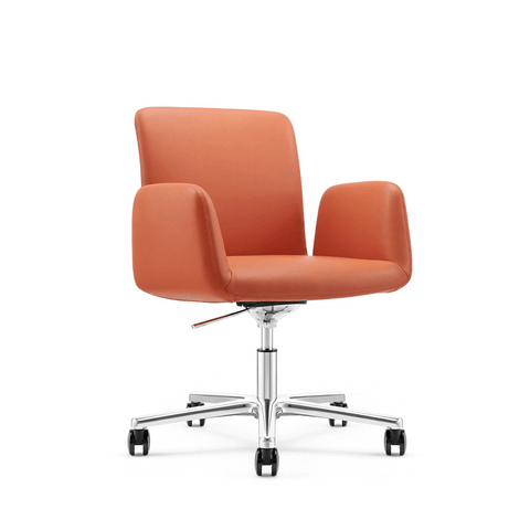 Grazinia Mid Back Office Leather Conference Meeting Task Chair