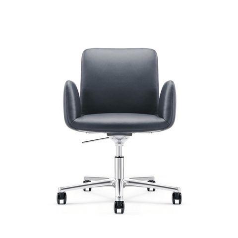 Grazinia Mid Back Office Leather Conference Meeting Task Chair