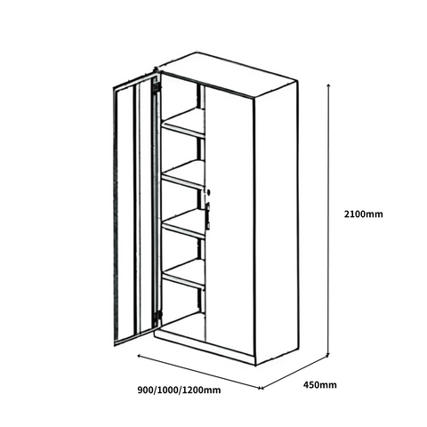 HDC Slim Edged Office Double Swing Door Steel Filing Cabinet with Metal Handle - Gavisco Office Furniture