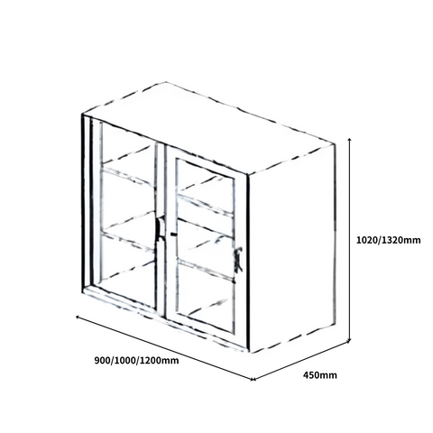 HDG Slim Edged Double Swing Glass Door Steel Filing Cabinet Bookcase with Metal Handle - Gavisco Office Furniture