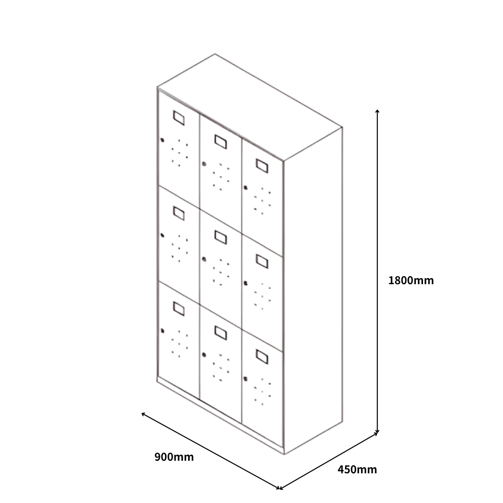 HLK Slim Edged Office Steel Compartment Locker Cabinet with Metal Handle - Gavisco Office Furniture