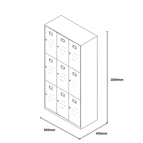 HLK Slim Edged Office Steel Compartment Locker Cabinet with Metal Handle - Gavisco Office Furniture