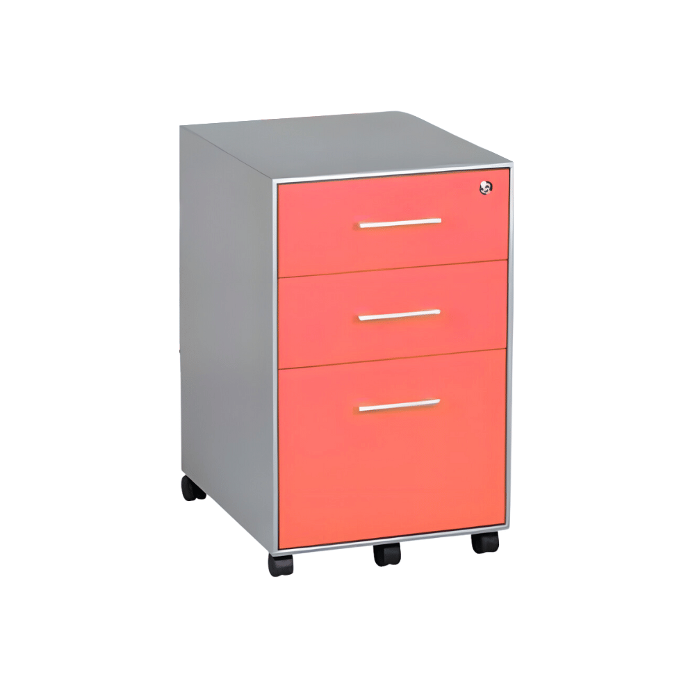 HPD3 3-Drawer Slim Edged Steel Mobile Pedestal Cabinet with Metal Handle - Gavisco Office Furniture