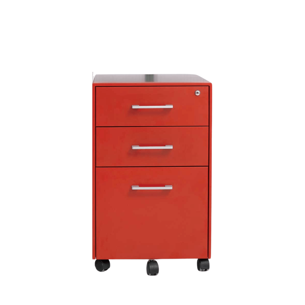 HPD3 3-Drawer Slim Edged Steel Mobile Pedestal Cabinet with Metal Handle - Gavisco Office Furniture