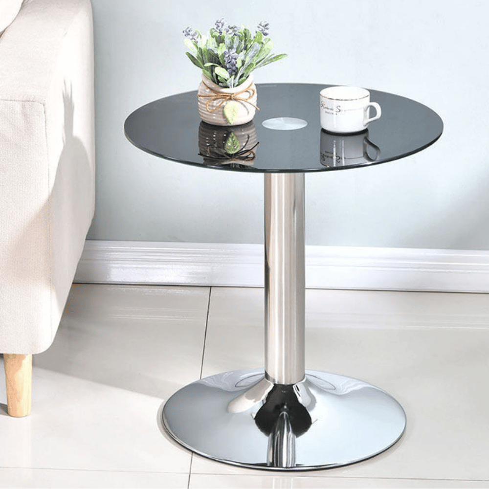 HT04 Modern Office Tempered Glass Round Coffee Side Table