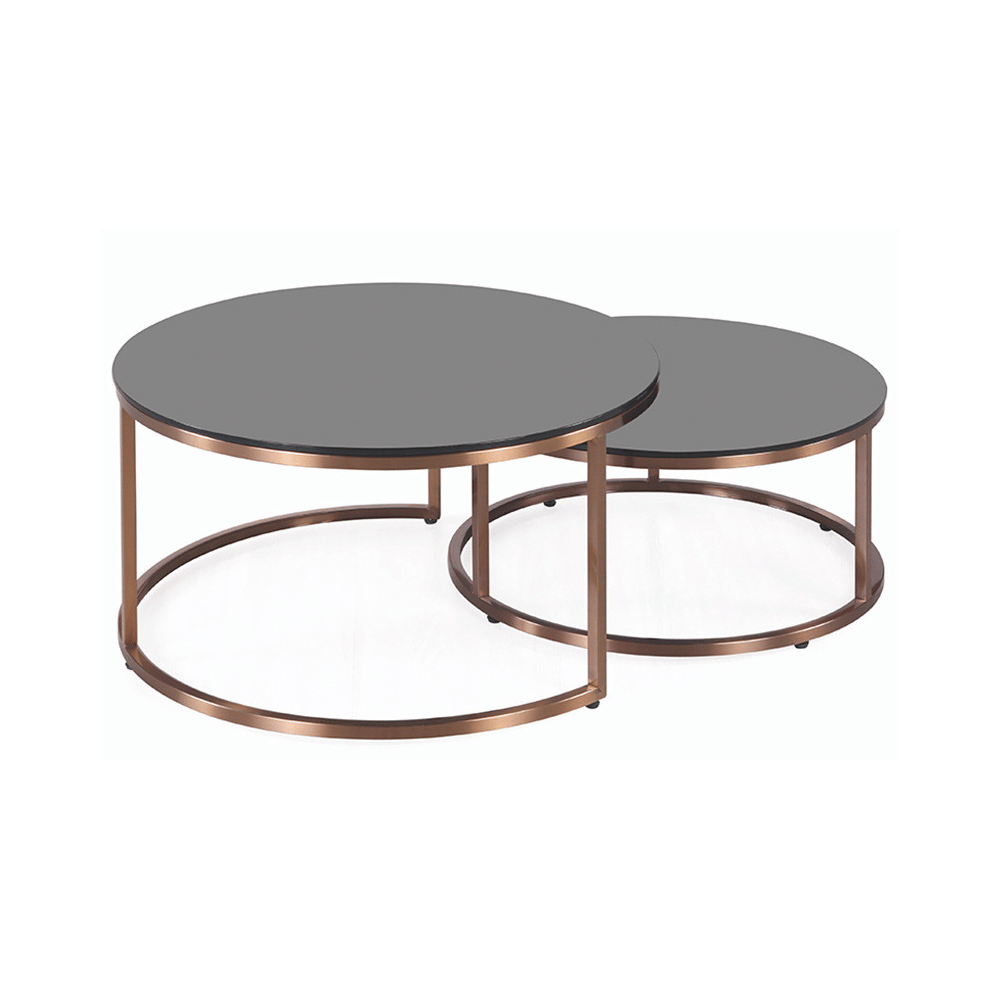 HT24 Luxury Tempered Glass Round Coffee Side Table Combo