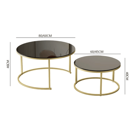 HT24 Luxury Tempered Glass Round Coffee Side Table Combo