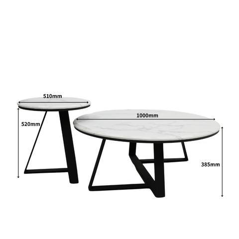 HT61 Modern Sintered Stone Round Coffee Side Table Combo